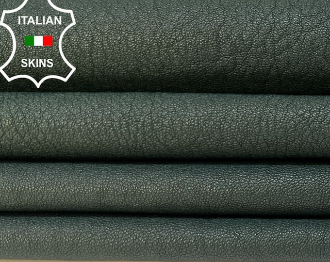 DARK BOTTLE GREEN Washed Vegetable Tan Thick Soft Italian Lambskin Lamb Sheep leather pack 2 hides skins total 12sqf 1.6mm #B5026
