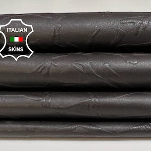 HISTORIC ANTIQUED SHAPES Embossed Print On Dark Brown Thin Soft Italian Lambskin Lamb Sheep Leather hide hides skin skins 6sqf 0.6mm #B4084