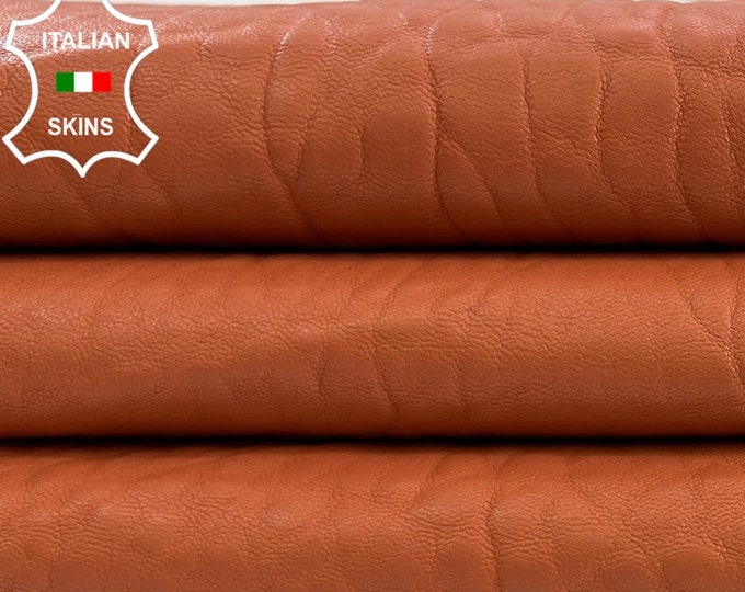 ORANGE BUBBLY GRAINY Thick Soft Italian Lambskin Lamb Sheep Leather hide hides skin skins 5+sqf 1.5mm #C592