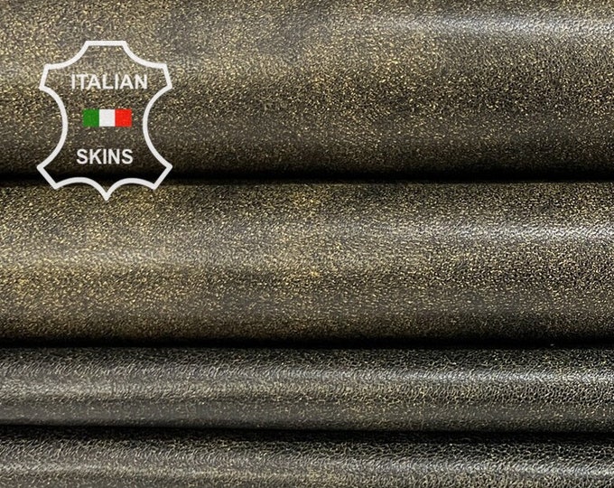 OLIVE GREEN DISTRESSED Antiqued Vintage Look Vegetable Tan Thick Italian Lambskin Lamb Sheep Leather pack 2 hides total 12sqf 1.2mm #B6983