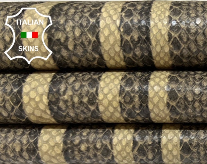 BEIGE SNAKE PRINT Textured  On Soft Italian Calfskin Calf Cow Leather hides hide skin skins 7sqf 0.9mm #B4504