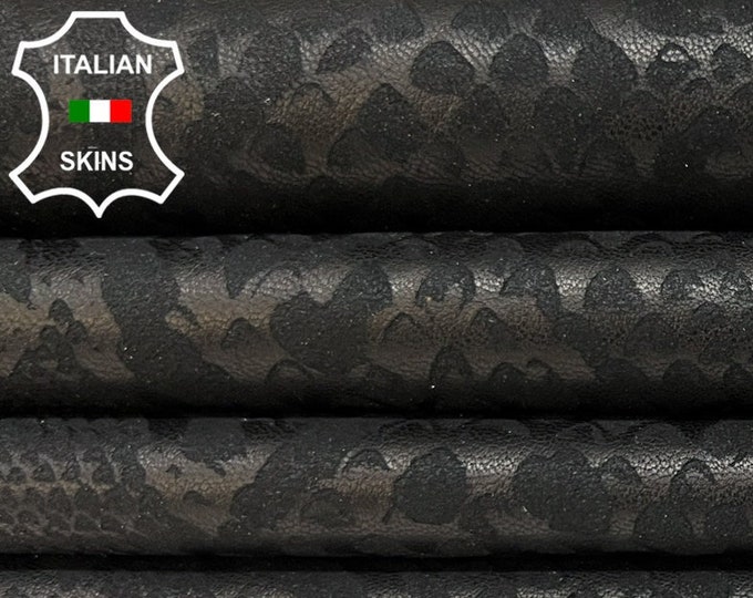 BLACK NUBUCK SNAKE Print On Soft Italian Lambskin Lamb Sheep Leather hide hides skin skins 7sqf 0.8mm #B6666