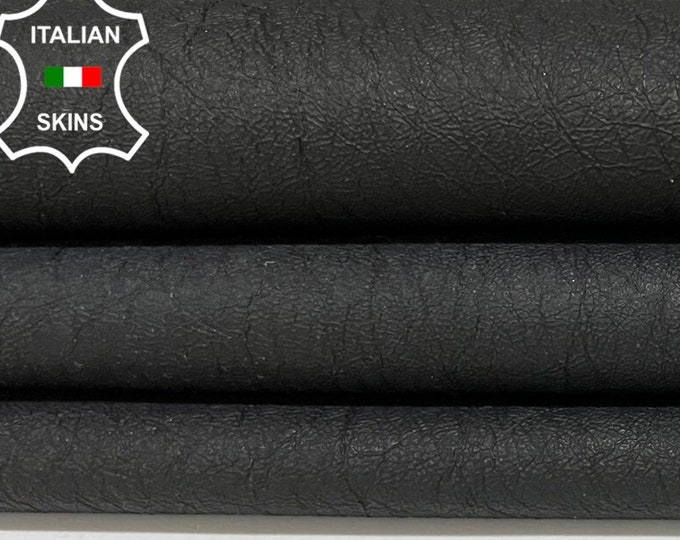 CHARCOAL BLACK COATED Rough Soft Italian Goatskin Goat leather hide hides skin skins 6sqf 0.9mm #B6924