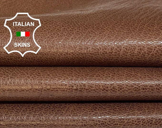 NATURAL BROWN SHINY Rough Vegetable Tan Soft Italian Goatskin Goat Leather hides hide skin skins 5sqf 0.5mm #B694