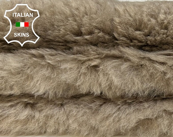 BEIGE Hair On Soft sheepskin Lamb shearling fur hairy sheep Italian leather hide hides skin skins 19"x23"  #B8659