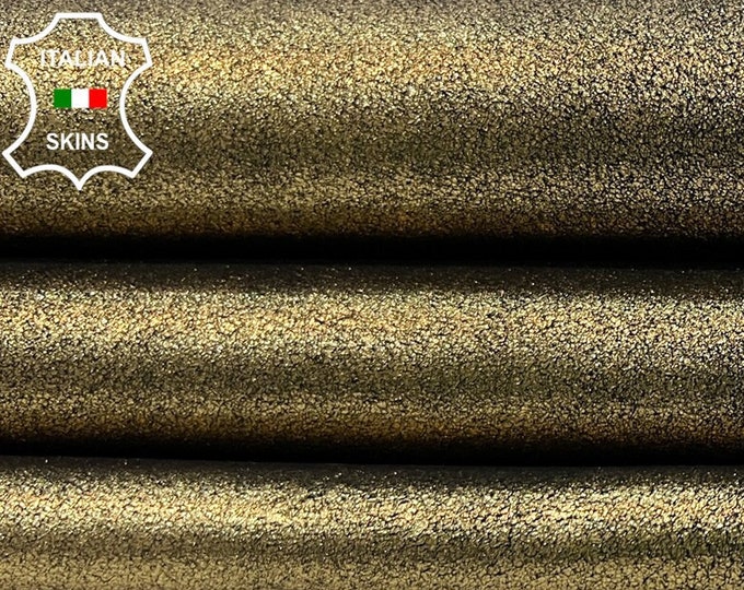METALLIC BRONZE CRACKED Thick Soft Italian Goatskin Goat Leather hide hides skin skins 5sqf 1.2mm #C381
