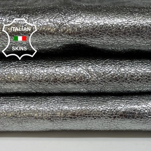 METALLIC SILVER ROUGH Thick Italian Goatskin Goat Leather hides hide skin skins 4+sqf 1.0mm #B1803