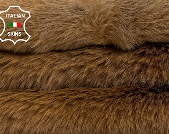 SAND BROWN On WALNUT Suede Doule Face Hair On sheepskin Lamb shearling fur hairy sheep Italian leather hides skins 26"x38"  #C919