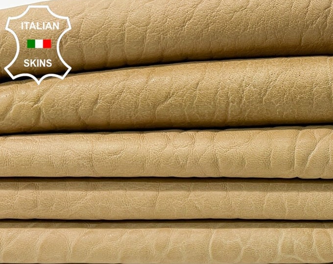 TORTILLA BEIGE BUBBLY Grainy Vegetable Tan Thick Soft Italian Lambskin Lamb Sheep Leather pack 2 hides skins total 12sqf 1.7mm #C494