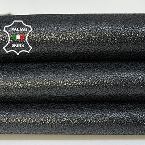 BLACK CRACKED Semi Gloss Soft Italian Goatskin Goat Leather hide hides skin skins 4sqf 1.0mm #B9585