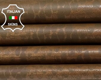 BROWN SNAKE PRINT Vintage Look On Thin Soft Italian Lambskin Lamb Leather skin 4+sqf 0.6mm #B4082