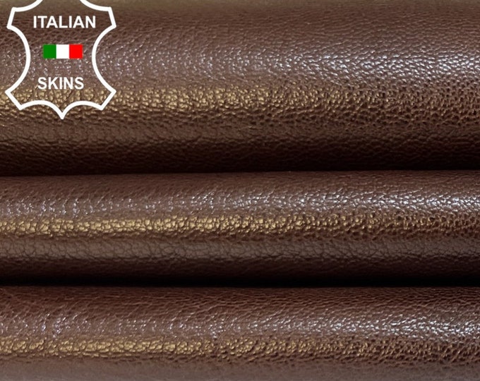 CHESTNUT BROWN SHINY Antiqued Rough Soft Italian Calfskin Cow Leather hide hides skin skins 7sqf 1.0mm #B4410
