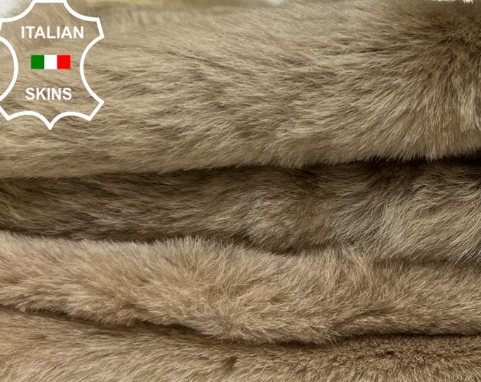 BEIGE Short Hair On Soft sheepskin shearling fur hairy sheep Italian leather pack 2 hides skins total 25"x26"  #B6727