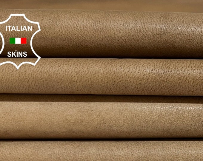 WASHED WALNUT BEIGE Vegetable Tan Soft Italian Lambskin Lamb Sheep Leather pack 2 hides skins total 12sqf 0.8mm #B6459