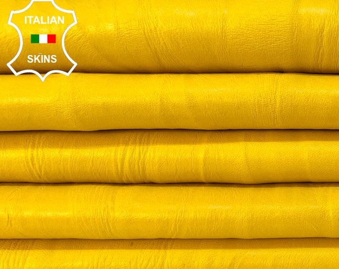 YELLOW WRINKLED Vegetable Tan Soft Italian Lambskin Lamb Sheep Leather pack 2 hides skins total 10sqf 0.8mm #B8905