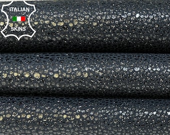 Delivered Duty Paid-DARK BLUE SHIMMER Print On Soft Italian Goatskin Goat Leather skin 4sqf 0.7mm #B9157