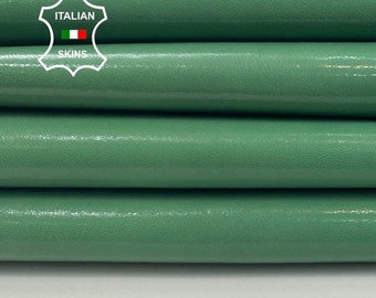 JADE GREEN shiny vegetable tan strong Italian Goatskin Goat Leather 2 skins hides total 9+sqf 0.8mm #C3476
