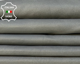Delivered Duty paid - MEDIUM GREY CRINKLED Thin Soft Italian Lambskin Lamb Leather skin 0.5mm #B9313