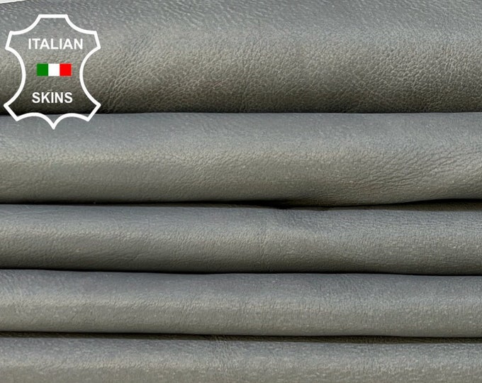 MEDIUM GREY CRINKLED Thin Soft Italian Lambskin Lamb Sheep Leather hide hides skin skins 7sqf 0.6mm #B9313