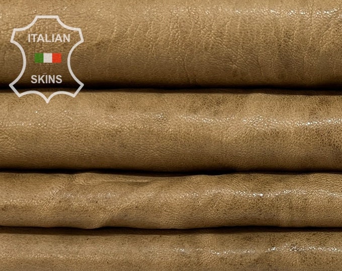 BROWN ANTIQUED Vegetable tan Vintage Look Soft Italian Lambskin Lamb Sheep Leather pack 2 hides skins total 12+sqf 1.0mm #B7176