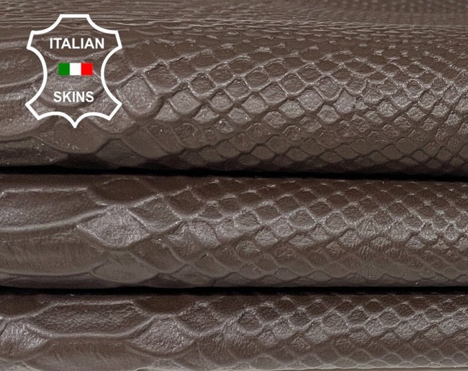 BROWN SNAKE EMBOSSED Textured on soft Italian Lambskin Lamb Sheep leather skin hide hides skins 7sqf 0.7mm #A8969