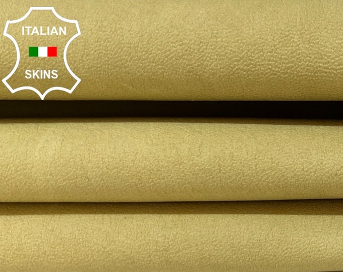 YELLOWISH BEIGE Matte Vegetable Tan Thick Italian STRETCH Lambskin Lamb Sheep Leather hide hides skin skins 3+sqf 1.2mm #B3724