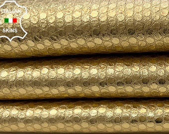 METALLIC GOLD TEXTURED Thin Soft Italian Lambskin Lamb Sheep leather hide hides skin skins 8+sqf 0.6mm #C109