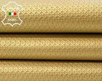 PEARLIZED GOLD CROSS Print Embossed On Italian Goatskin Goat Leather hide hides skin skins 5+sqf 0.9mm #C73