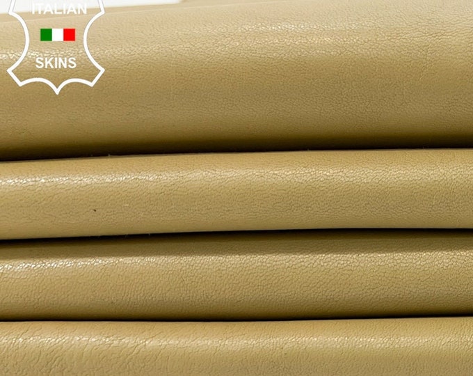 WASHED WHEAT YELLOWISH Beige Thick Soft Italian Lambskin Lamb Sheep Leather pack 2 hides skins total 12sqf 1.2mm #C461