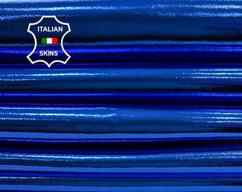 METALLIC COBALT BLUE Soft Italian Lambskin Sheep Lamb leather pack 2 hides skins total 16sqf 0.8mm #C3791