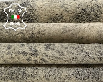 KHAKI GRAY VINTAGE Stonewash Antiqued Look Soft Italian Lambskin Lamb Sheep leather pack 5 hides skins total 32sqf 0.8mm #B5101