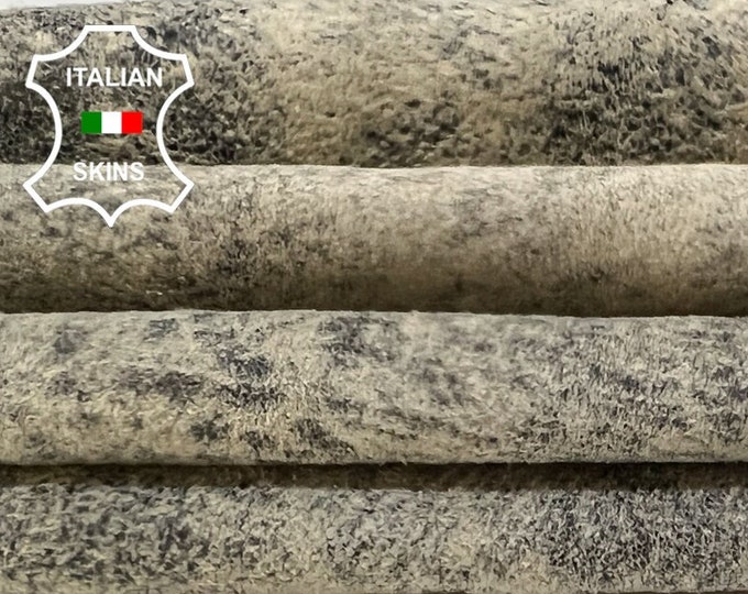 KHAKI GRAY VINTAGE Stonewash Antiqued Look Soft Italian Lambskin Lamb Sheep leather pack 5 hides skins total 32sqf 0.8mm #B5101