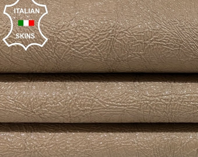 PATENT MACCHIATO LIGHT Brown Washed Crinkled Matte Coated Rough Thick Italian Goatskin Goat Leather hide hides skin skins 6sqf 1.2mm #B5811