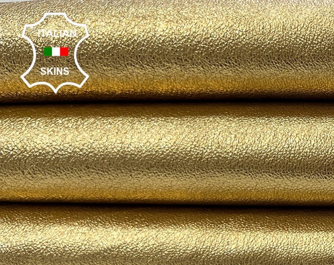 METALLIC GOLD ROUGH Thick Italian Goatskin Goat leather hide hides skin skins 7sqf 1.8mm #C111