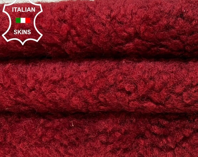 WINE RED Hair On Soft sheepskin shearling fur hairy sheep Italian leather skin skins hide hides 21"x28"  #B8605