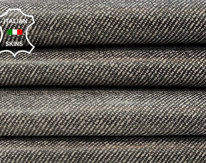 BEIGE DENIM PRINT On Soft Italian Lambskin Sheep Leather hide hides skin skins 6sqf 0.7mm #C168