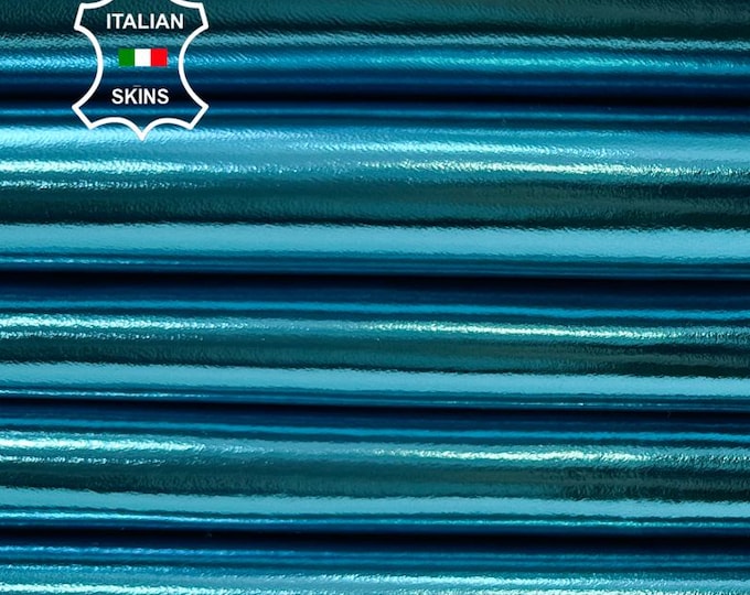 METALLIC TURQUOISE BLUE Soft Italian Lambskin Lamb Sheep Leather pack 2 hides total 10sqf 0.9mm