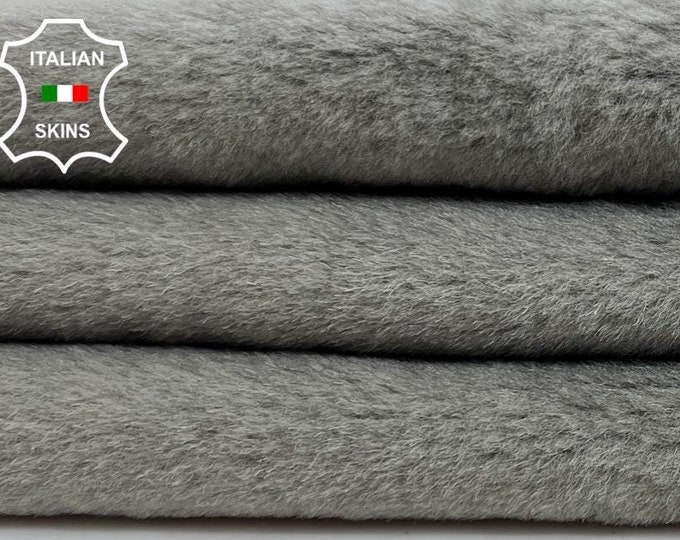 LIGHT KHAKI GREY Hair On Soft sheepskin Lamb shearling fur hairy sheep Italian leather hide hides skin skins 18"x26"  #C1128