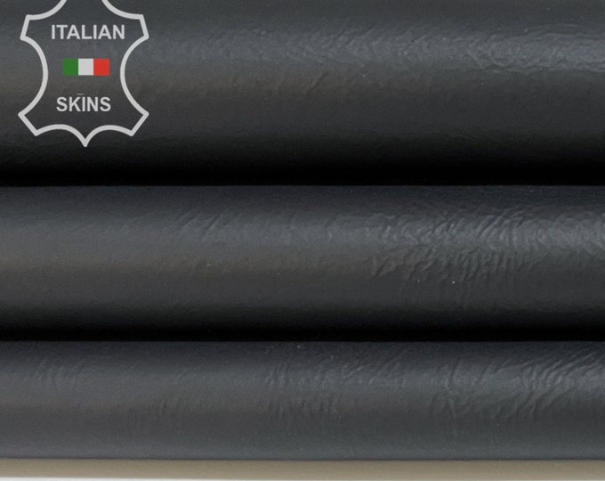 BLACK MATTE Crinkled Coated Thin Soft Italian Lambskin Lamb Sheep Leather hide hides skin skins 6sqf 0.6mm #B8160
