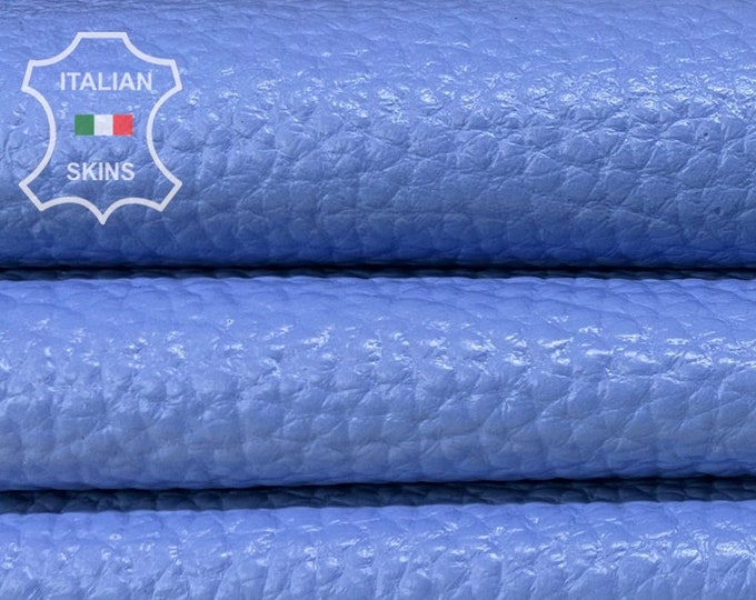 AZURE BLUE PEBBLE Grainy Italian Lambskin Lamb Sheep leather hide hides skin skins 8sqf 0.9mm #B7846