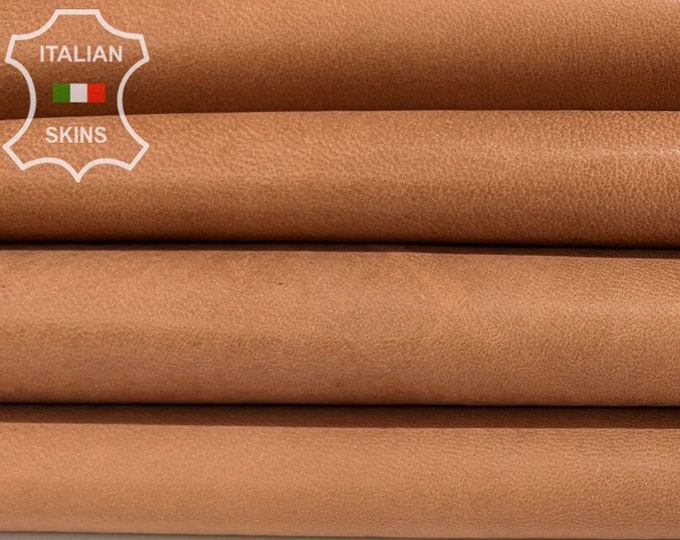 NATURAL  TERRACOTTA BROWN Vegetable Tan Soft Italian Lambskin Lamb Sheep Leather pack 2 hides skins total 14sqf 0.8mm #B7201