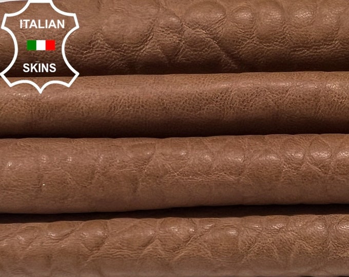 NATURAL BROWN BUBBLY Grainy Vegetable Tan Thick Soft Italian Lambskin Lamb Sheep leather pack 2 hides skins total 12sqf 1.1mm #B3202