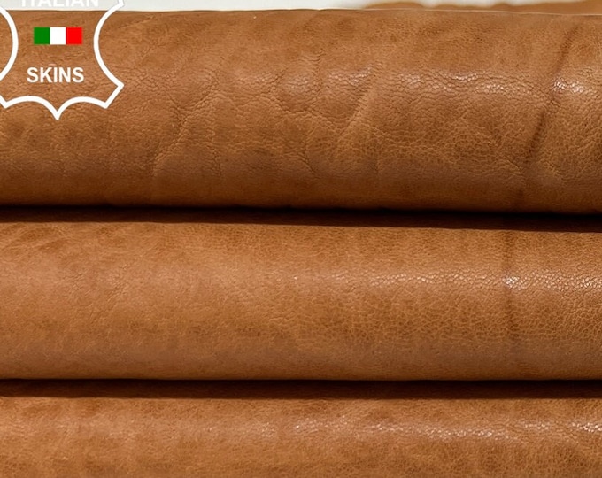 NATURAL TAN BUBBLY Vegetable Tanned Thick Soft Italian Lambskin Lamb Sheep Leather hide hides skin skins 4+sqf 1.5mm #B6221