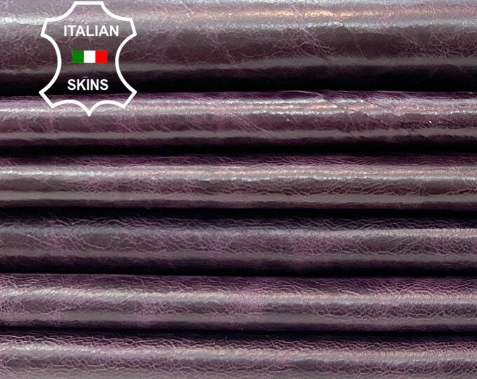 VIOLET PURPLE ANTIQUED Vintage Look Soft Italian Lambskin Lamb Sheep Leather pack 2 hides skins total 12+sqf 0.7mm #C510