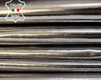 METALLIC STEEL Italian Lambskin Lamb Sheep leather pack 2 hides skins total 12sqf 1.0mm #B8326