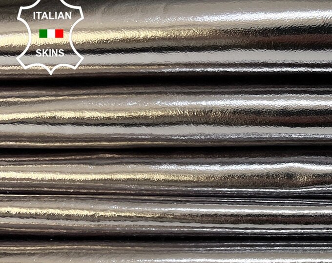 METALLIC STEEL Italian Lambskin Lamb Sheep leather pack 2 hides skins total 12sqf 1.0mm #B8326