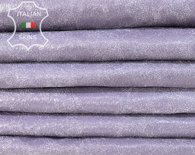 PURPLE LAVENDER Cracked Crinkled Vintage Look Soft Italian Lambskin Lamb Sheep Leather pack 2 hides skins total 14sqf 0.9mm #B8178