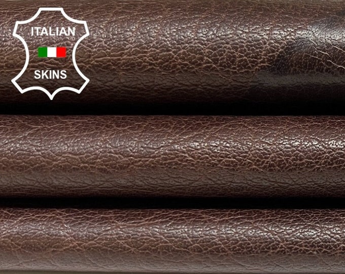 CHESTNUT BROWN ROUGH Vegetable Tan Soft Italian Calfskin Calf Cow Leather hide hides skin skins 9sqf 0.8mm #B6179