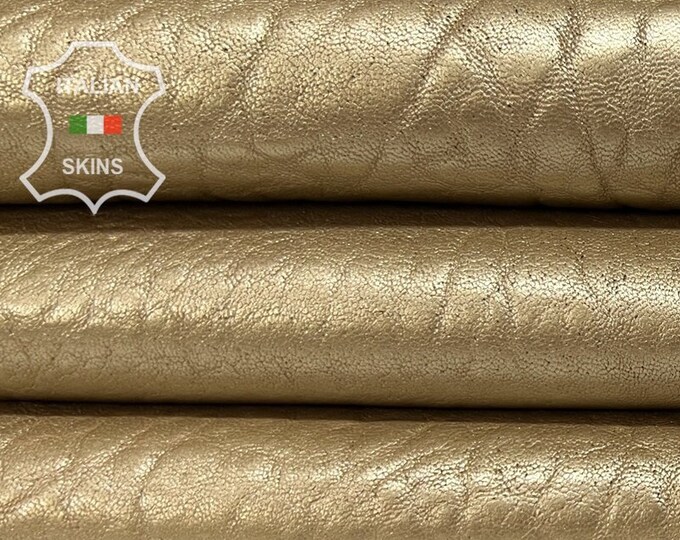 CHAMPAGNE PLATINUM PEARLIZED Grainy Vegetable Tan Thick Soft Italian Lambskin Sheep Leather hide hides skin skins 5sqf 1.2mm #B7075