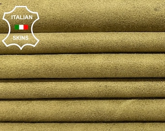 OLIVE DRAB VINTAGE Look Thin Soft Italian Lambskin Lamb Sheep leather pack 3 hides skins total 18sqf 0.6mm #B6926